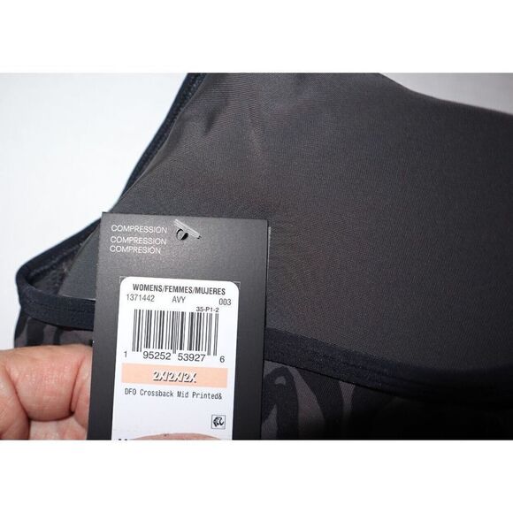 Under Armour 1371442 Women Sz 2X Black/Gray DFO Crossback Mid Printed Sports Bra - Picture 3 of 4